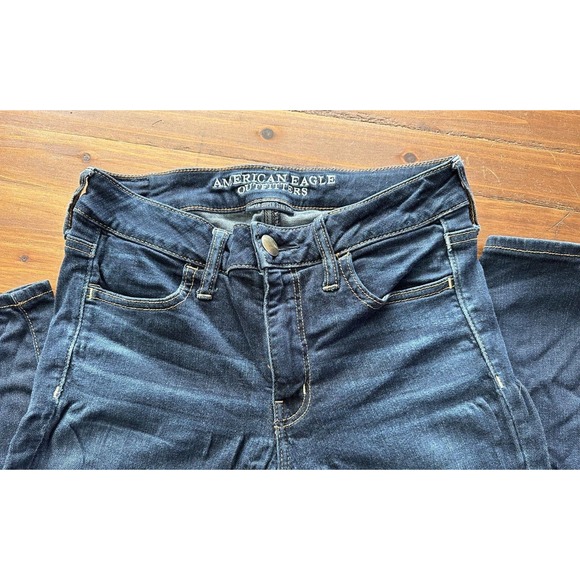 American Eagle Jeans Super Super Stretch Skinny Size 6 long /31 Dark Blue Wash - Picture 4 of 11